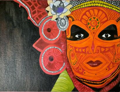 Theyyam Canvas Face Painting  - A Paint Artwork by Soorya  Devaraju