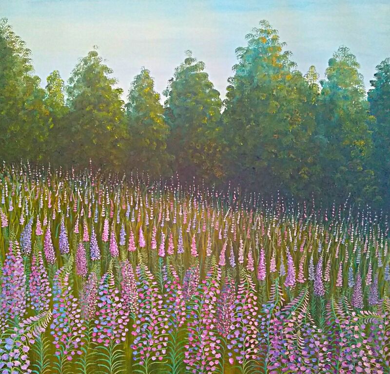 Field of Rosebay Flowers - a Paint by Tanya Belaya