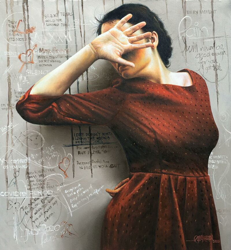 PAIN IN WINE RED - a Paintings by Rajasekharan Parameswaran