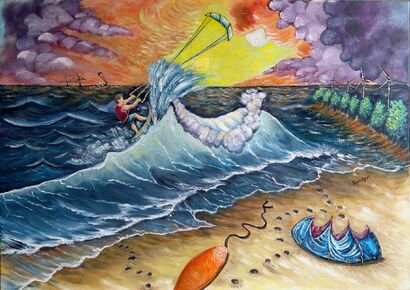 Kite Surfing - a Paint Artowrk by Jo Lan Tao