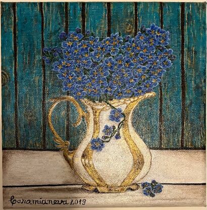 Forget me not - Painting - Acrylic On Canvas - Mihaela Beceanu - A Paint Artwork by Caramianeva