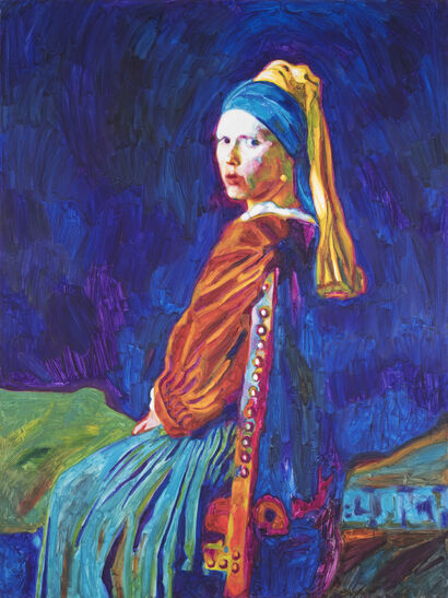 Girl with a Pearl Earring - a Paint Artowrk by Taigo Meireles