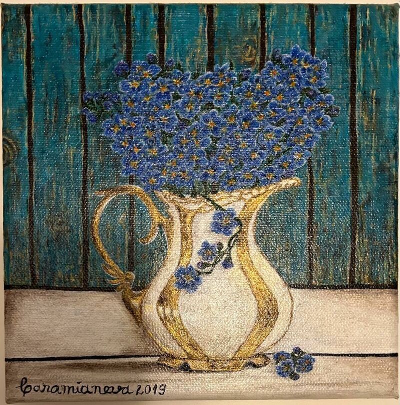 Forget me not - Painting - Acrylic On Canvas - Mihaela Beceanu - a Paintings by Caramianeva