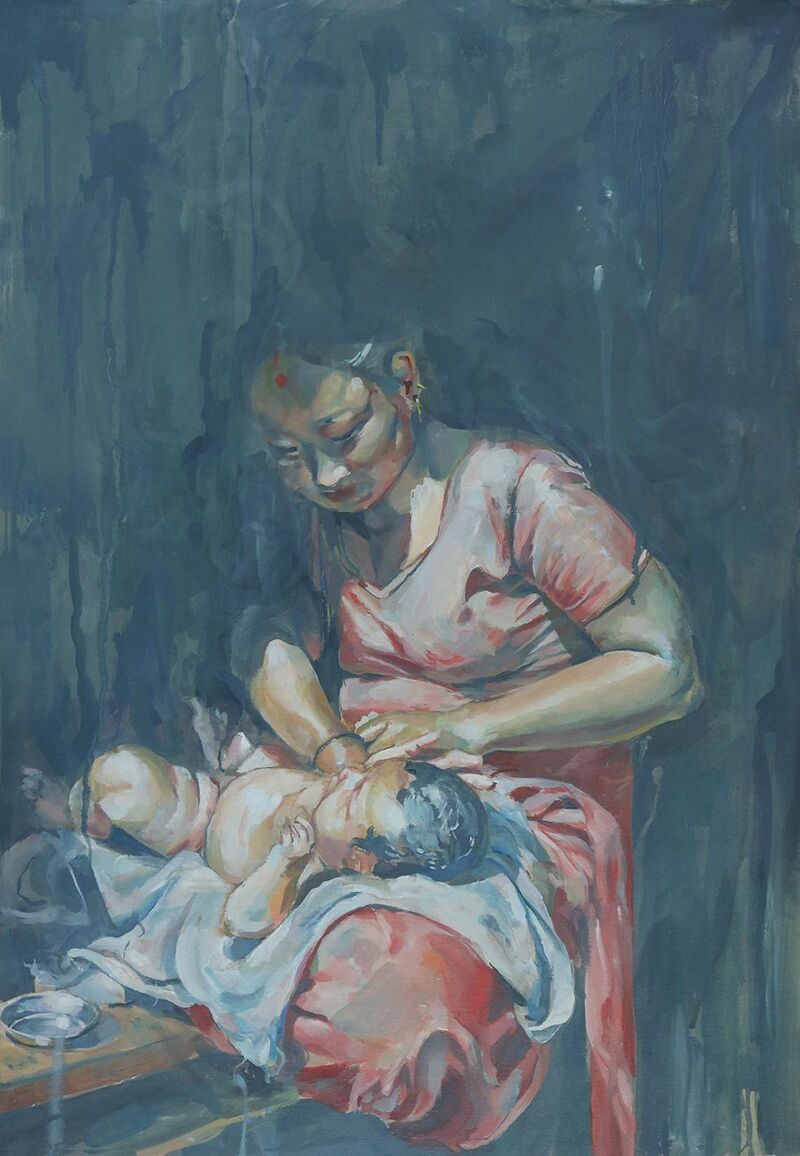Nepalese mother - a Paint by Elena Mahoney 