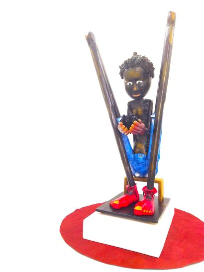 Jeune homme et son Ti poupoulout - a Sculpture & Installation Artwork by J&eacute;r&ocirc;me JEAN-CHARLES