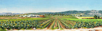 Fields and Sunflowers - a Paint Artowrk by Shulamit Near
