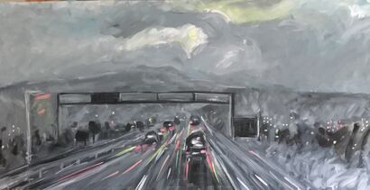 Autostrada al tramonto - A Paint Artwork by Marie helene Bonasso