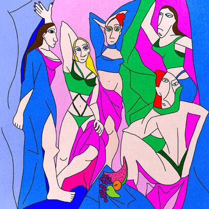 demoiselles d'avignon ~ Picasso ~ pop remake ~ - A Digital Art Artwork by Aliss