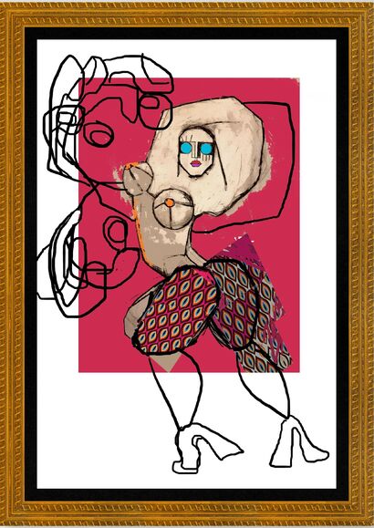 Vamp Edmea kitchen tiles pantyhose showing belly buttons - a Digital Art Artowrk by LATINA ZOICH