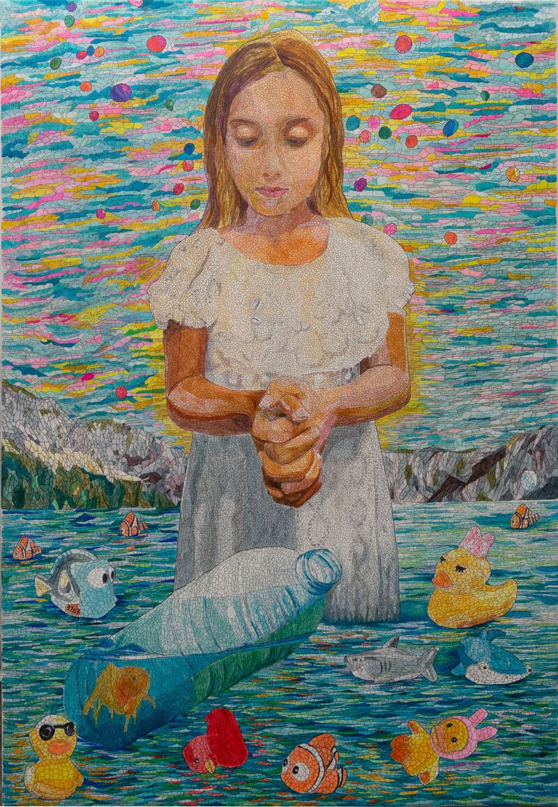 Back to the Plastic Age - Preyer for the last goldfish - a Paint by Simona Proto