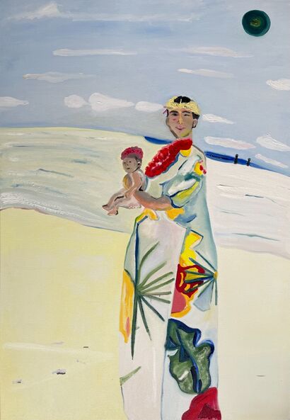 Portrait of a Mother in Saipan - a Paint Artowrk by Fedor Deichmann