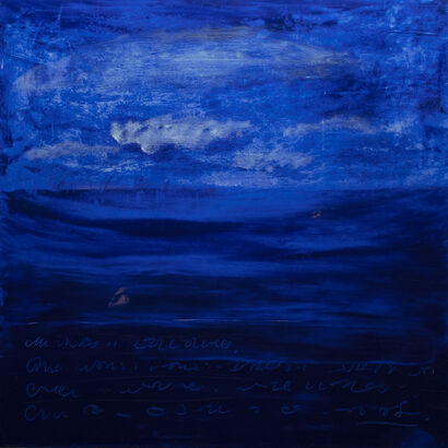 Swimming in deep blue - A Paint Artwork by Nata Buachidze
