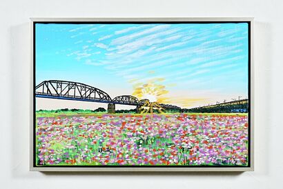 Lower Tamsui River Iron Bridge – Island of Twilight - a Paint Artowrk by HsunArt