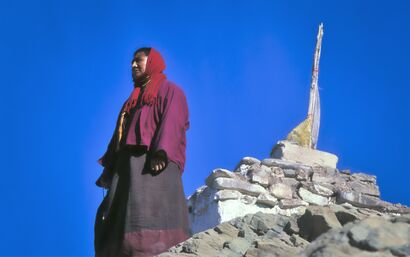 Himalayan Ladakh monk gazing at the stillness of the world  - a Photographic Art Artowrk by Haimos