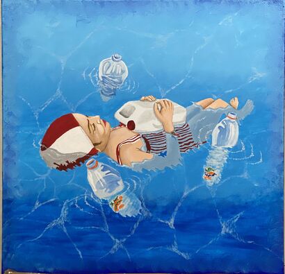 Innocence in a sea of plastic - a Paint Artowrk by Roberto Olivieri