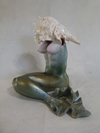 HIDE and SEEK Mermaid and Sea Shell - A Sculpture & Installation Artwork by charles falarara charles