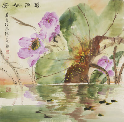 Lotus Pond - A Paint Artwork by Wong Mei Ling Bernice