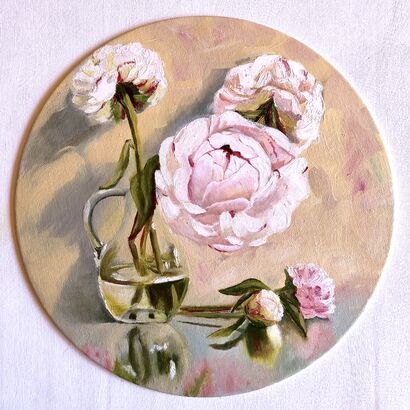 Peonies in vase - A Paint Artwork by Elena Belous