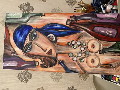 Дівчина з вином - A Paint Artwork by Svitlana  Sokurenko